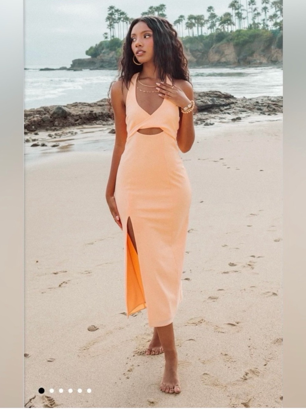 NWT Show Me Your Mumu Luca Midi Dress Cantaloupe Size Small
